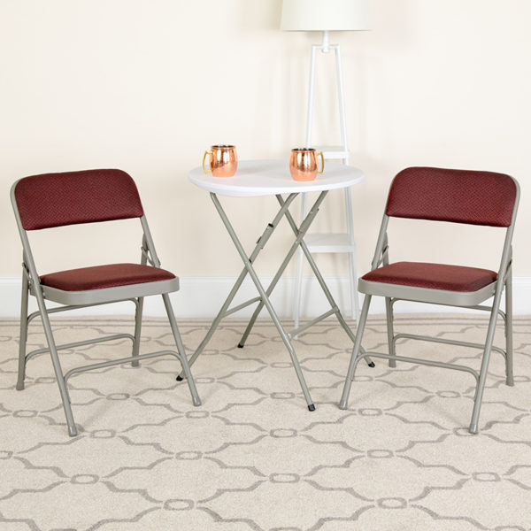 Buy Set of 2: Padded Metal Folding Chair Burgundy Fabric Metal Chair in  Orlando