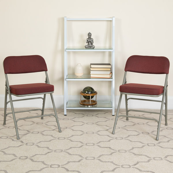 Buy Set of 2: Padded Metal Folding Chair Burgundy Fabric Folding Chair in  Orlando