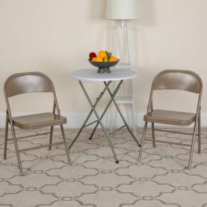 Buy Set of 2 Metal Folding Chairs Beige Metal Folding Chair in  Orlando