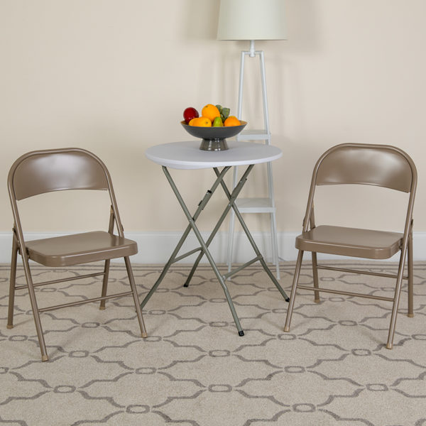 Buy Set of 2 Metal Folding Chairs Beige Metal Folding Chair near  Clermont