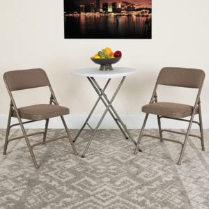Buy Set of 2: Padded Metal Folding Chair Beige Fabric Folding Chair in  Orlando