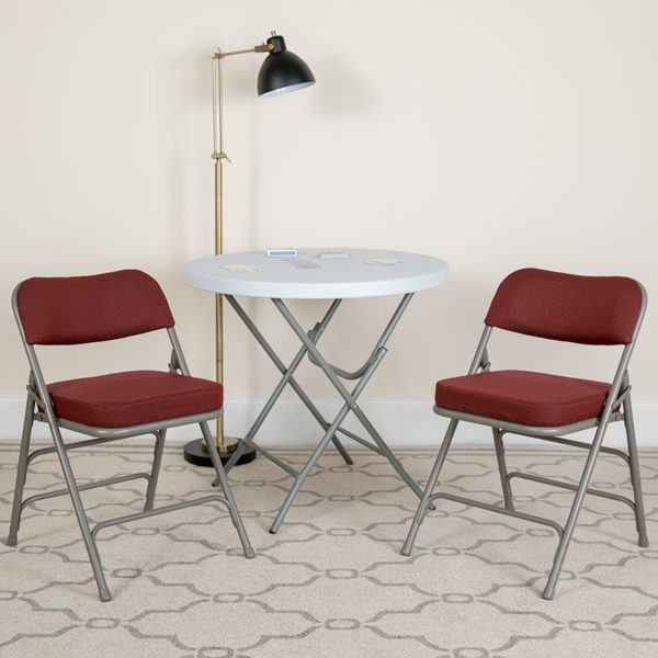 Buy Set of 2: Padded Metal Folding Chair Burgundy Fabric Folding Chair near  Saint Cloud