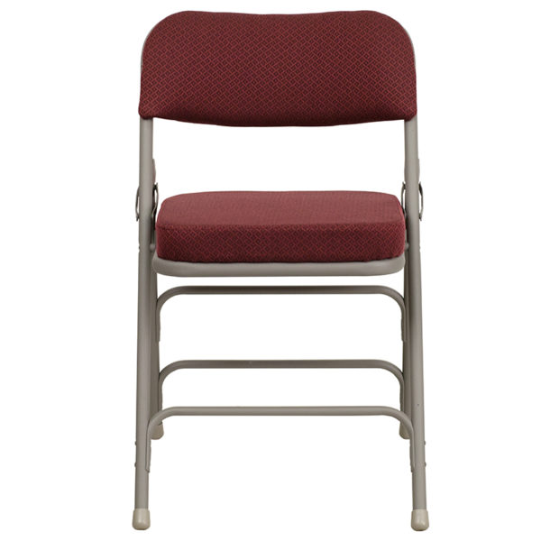 Nice 2 Pk. HERCULES Series Premium Curved Triple Braced & Double Hinged Fabric Metal Folding Chair 2.5" Thick Padded Seat with CAL 117 Foam folding chairs near  Saint Cloud
