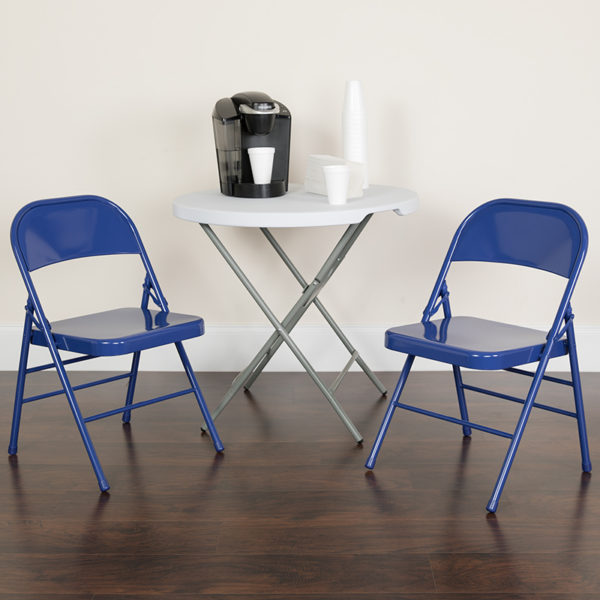 Buy Set of 2 Metal Folding Chairs Cobalt Blue Folding Chair near  Leesburg