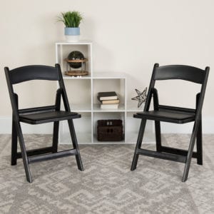 Buy Black resin folding chairs with padded seats Black Resin Folding Chair in  Orlando