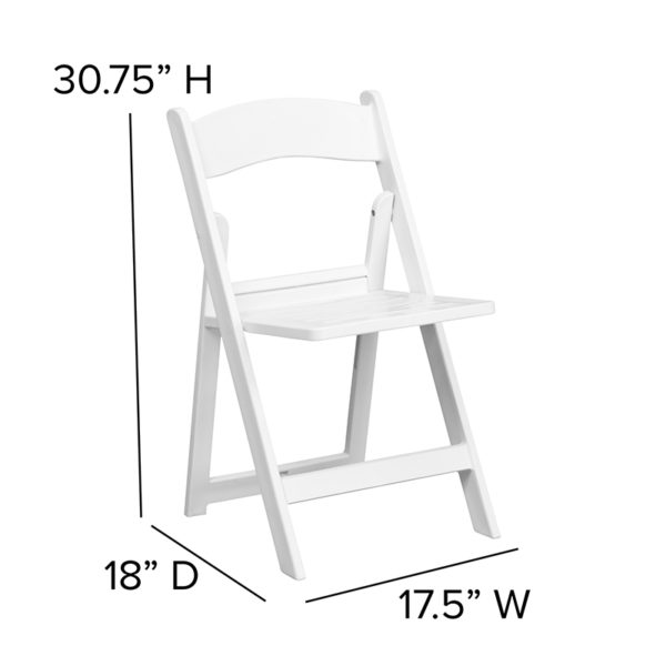 Nice 2 Pk. HERCULES Series 1000 lb. Capacity Resin Folding Chair with Slatted Seat White Frame Finish folding chairs near  Lake Buena Vista