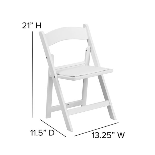 Nice Kids Folding Chairs with Padded Seats | Set of 2 Resin Folding Chair with Vinyl Padded Seat for Kids White Frame Finish folding chairs in  Orlando
