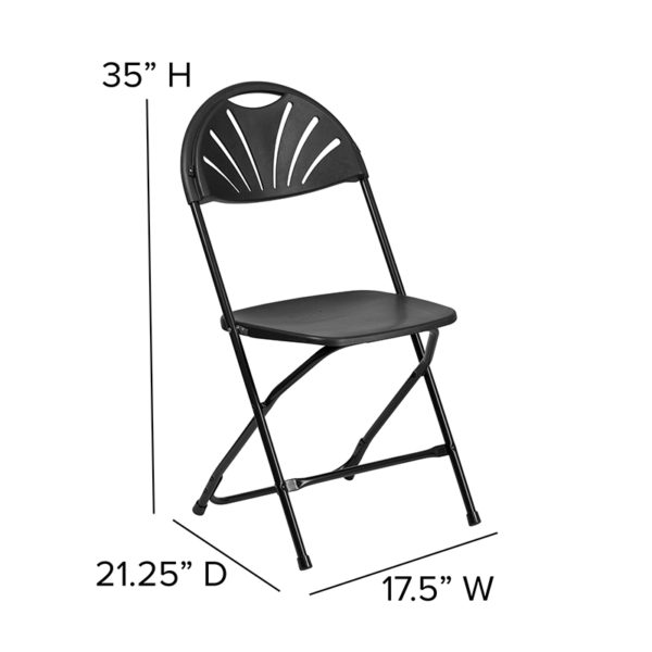 Nice 2 Pk. HERCULES Series 650 lb. Capacity Plastic Fan Back Folding Chair Ventilated Fan Back folding chairs in  Orlando