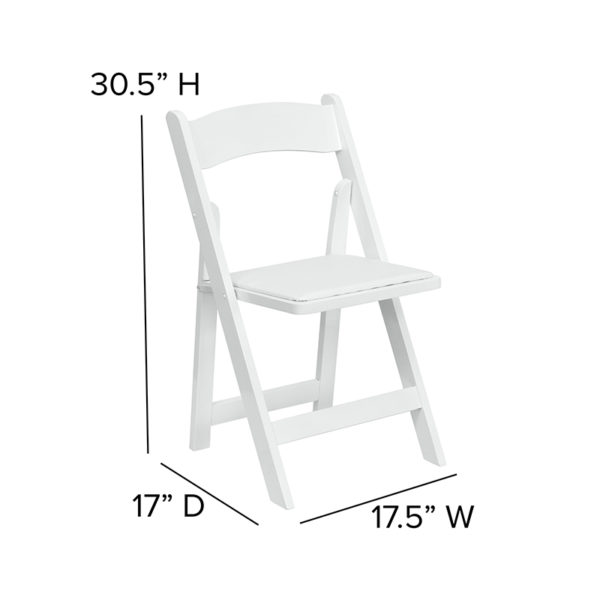 Nice 2 Pk. HERCULES Series Wood Folding Chair with Vinyl Padded Seat White Vinyl Padded Upholstered Seat folding chairs in  Orlando