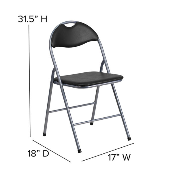 Nice 2 Pk. HERCULES Series Vinyl Metal Folding Chair with Carrying Handle 1" Thick Padded Seat with CAL 117 Foam folding chairs near  Winter Garden