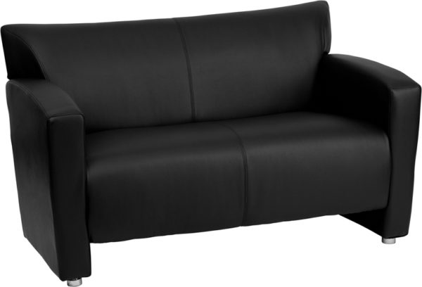 Buy Contemporary Style Black Leather Loveseat near  Sanford