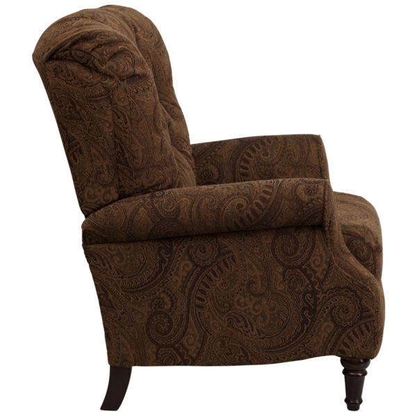 Nice Traditional Tobacco Fabric Tufted Hi-Leg Recliner Button Tufted Back recliners near  Clermont