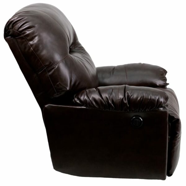 Nice Contemporary LeatherSoft Chaise Power Recliner with Push Button Plush Pillow Back recliners near  Sanford