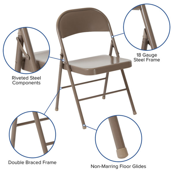 Shop for Beige Metal Folding Chairw/ Double Braced Frame in  Orlando