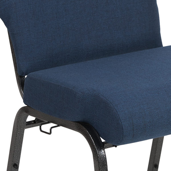 New church stack chairs in blue w/ Floor glides to protect floor surfaces at Capital Office Furniture in  Orlando
