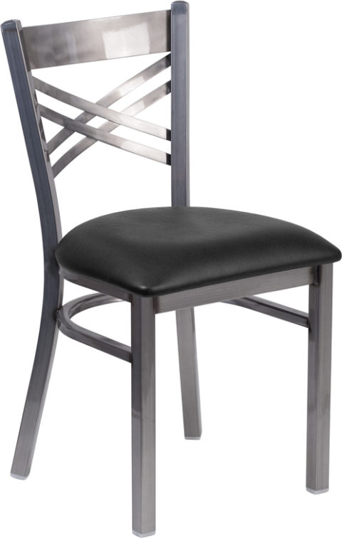 Buy Metal Dining Chair Clear X Chair-Black Seat in  Orlando