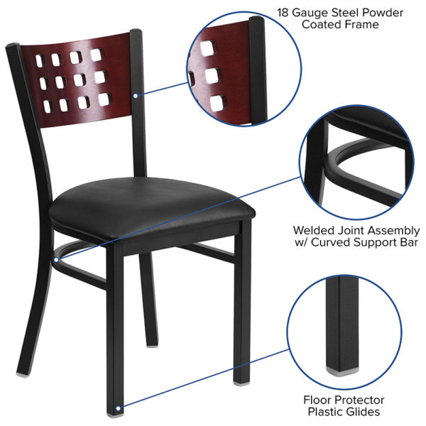 Shop for Black Cutout Chair-Black Seatw/ Mahogany Wood Designer Cutout Back near  Bay Lake