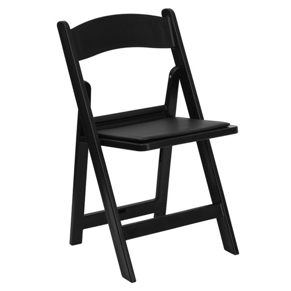 New folding chairs in black w/ Black Vinyl Padded Upholstered Seat at Capital Office Furniture near  Winter Garden