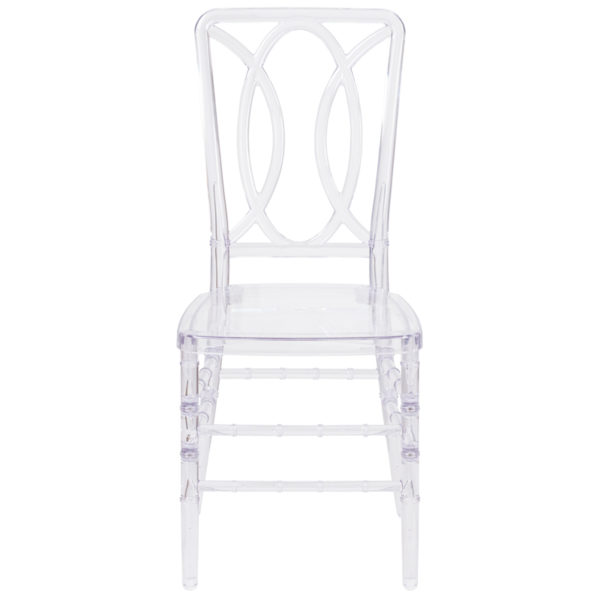 Nice Flash Elegance Stacking Chair with Designer Back Clear Ice Finish restaurant seating near  Winter Park