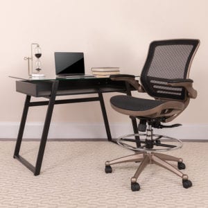 Buy Adjustable height drafting chair with arms Black/Gold Mesh Drafting Chair in  Orlando