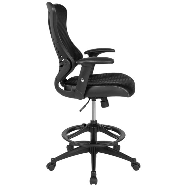 Nice High Back Designer Mesh Drafting Chair with LeatherSoft Sides and Adjustable Arms Built-In Lumbar Support office chairs near  Winter Garden