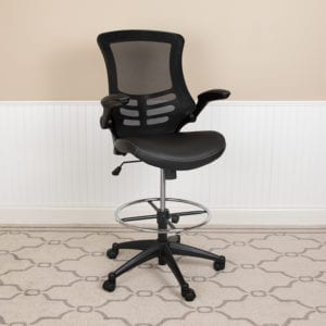 Buy Contemporary Drafting Stool with Flip-Up Arms Black Mesh Draft Chair in  Orlando at Capital Office Furniture