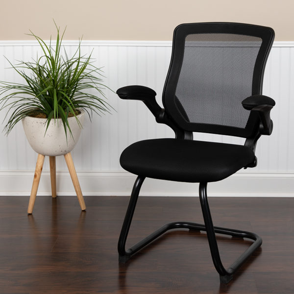 Buy Contemporary Guest Office Chair Black Mesh Sled Base Chair near  Kissimmee at Capital Office Furniture