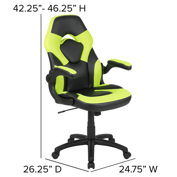 New home office furniture in green w/ High Back Gaming Chair with Flip-Up Arms: 24.75"W x 26.25"D x 42.25-46.25"H at Capital Office Furniture near  Leesburg at Capital Office Furniture