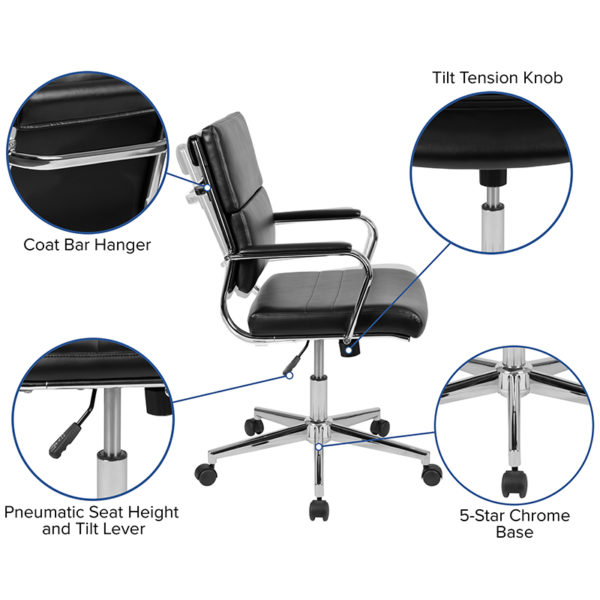 Nice Mid-Back LeatherSoft Contemporary Panel Executive Swivel Office Chair Padded Seat with CAL 117 Fire Retardant Foam office chairs near  Clermont at Capital Office Furniture