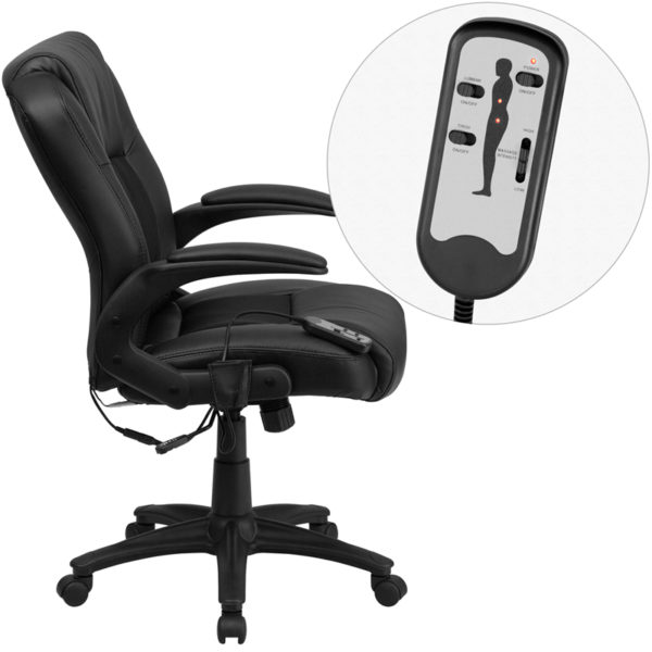 Nice Ergonomic Massaging LeatherSoft Executive Swivel Office Chair w/ Arms Built-In Lumbar Support office chairs near  Sanford at Capital Office Furniture