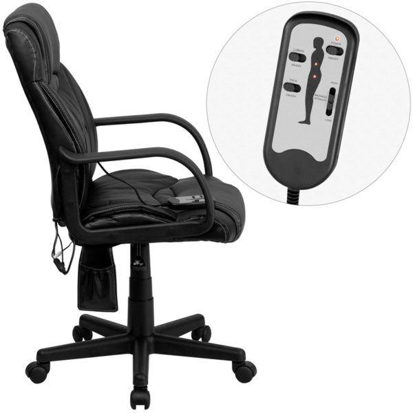 Nice Mid-Back Ergonomic Massaging LeatherSoft Executive Swivel Office Chair w/ Arms Built-In Lumbar Support office chairs near  Sanford at Capital Office Furniture