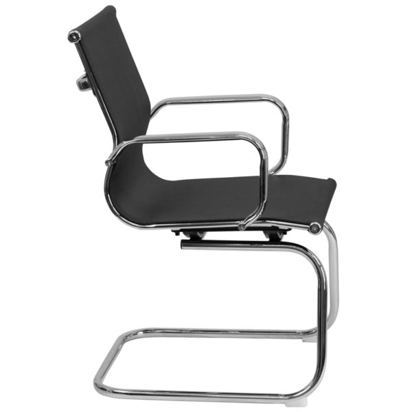 Nice Transparent Mesh Side Reception Chair w/ Chrome Sled Base Transparent Black Mesh Back and Seat office guest and reception chairs near  Casselberry at Capital Office Furniture