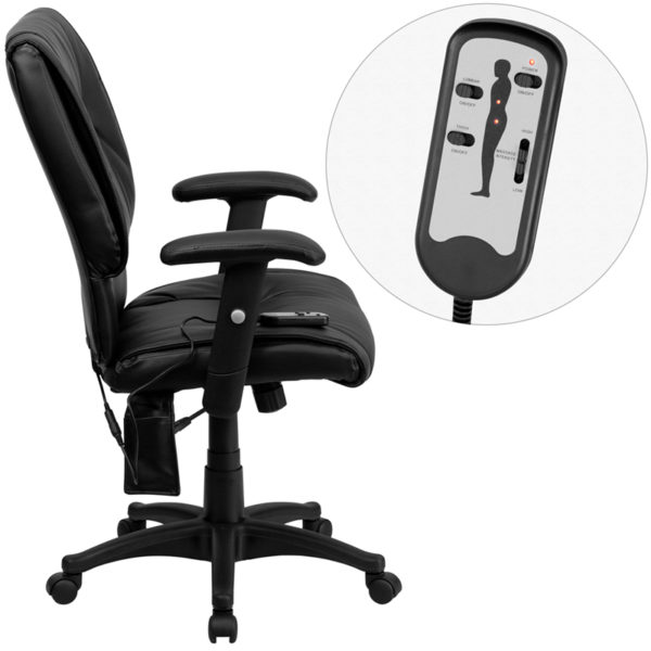 Nice Mid-Back Ergonomic Massaging LeatherSoft Executive Swivel Office Chair w/ Adjustable Arms Built-In Lumbar Support office chairs near  Clermont at Capital Office Furniture