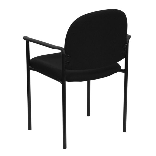Nice Comfort Fabric Stackable Steel Side Reception Chair w/ Arms Black Fabric Upholstery office guest and reception chairs in  Orlando at Capital Office Furniture