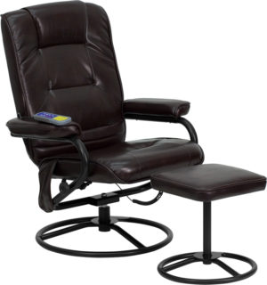 Buy Recliner and Ottoman Set Massage Brown Leather Recliner near  Daytona Beach at Capital Office Furniture