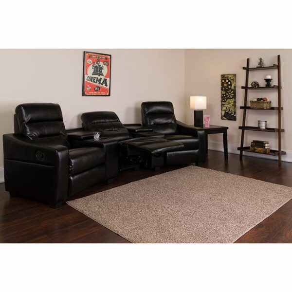 Buy Contemporary Theater Seating Black Leather Theater - 3 Seat near  Leesburg at Capital Office Furniture