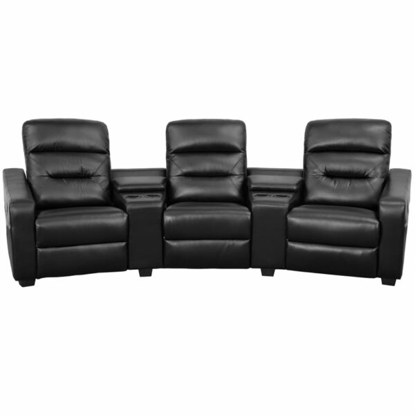 Nice Series 3-Seat Reclining LeatherSoft Theater Seating Unit w/ Cup Holders Middle Recliner with Pull Handle recliners near  Winter Springs at Capital Office Furniture
