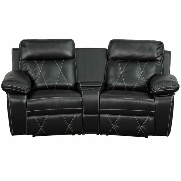 Nice Reel Comfort Series 2-Seat Reclining LeatherSoft Theater Seating Unit w/ Curved Cup Holders Plush Upholstered Arms recliners near  Leesburg at Capital Office Furniture