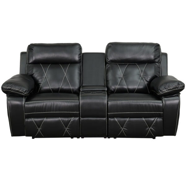 Nice Reel Comfort Series 2-Seat Reclining LeatherSoft Theater Seating Unit w/ Straight Cup Holders Plush Upholstered Arms recliners near  Altamonte Springs at Capital Office Furniture