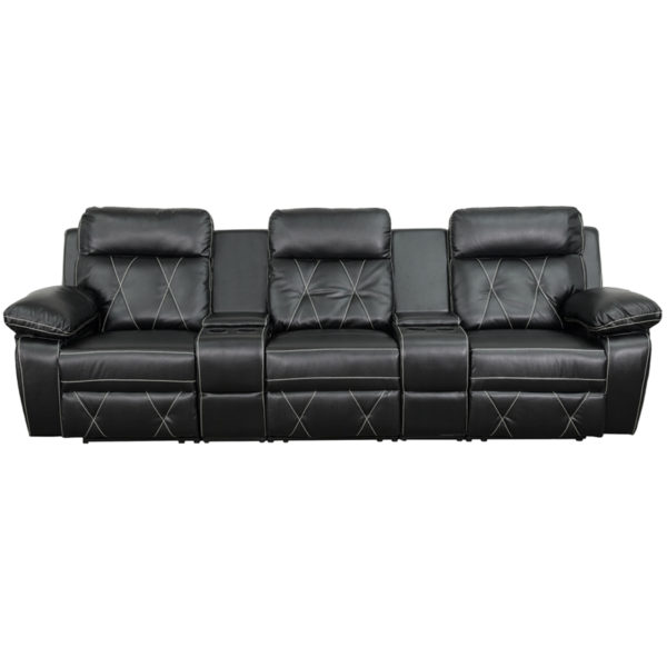 Nice Reel Comfort Series 3-Seat Reclining LeatherSoft Theater Seating Unit w/ Straight Cup Holders Plush Upholstered Arms recliners near  Casselberry at Capital Office Furniture