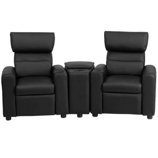 Nice Kid's LeatherSoft Reclining Theater Seating w/ Storage Console Black LeatherSoft Upholstery kids furniture near  Saint Cloud at Capital Office Furniture
