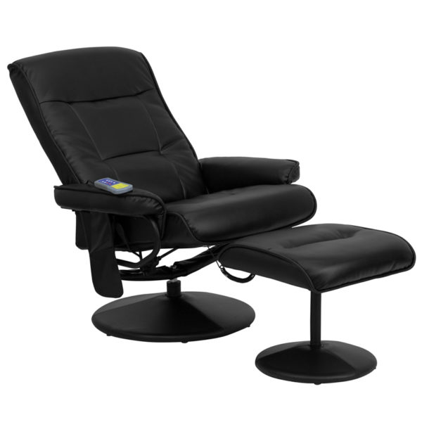 Nice Massaging Multi-Position Recliner w/ Side Pocket & Ottoman in LeatherSoft Right Side Pocket recliners near  Lake Buena Vista at Capital Office Furniture