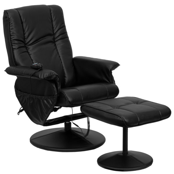 Buy Recliner and Ottoman Set Massage Black Leather Recliner near  Altamonte Springs at Capital Office Furniture