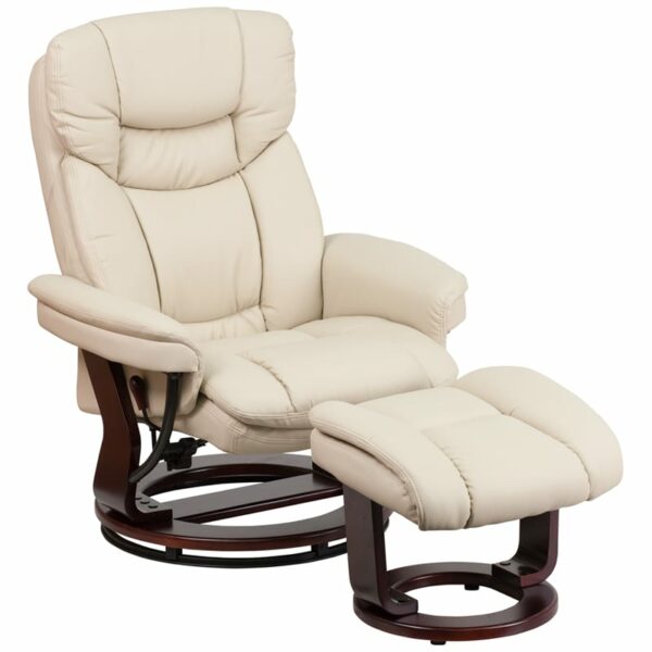 Buy Contemporary Style Recliner and Ottoman Set Beige Leather Recliner&Ottoman near  Leesburg at Capital Office Furniture