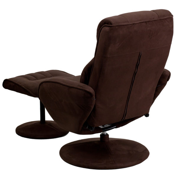 Nice Contemporary Multi-Position Recliner & Ottoman w/ Circular Wrapped Base in Microfiber Wall Clearance: 12" recliners near  Casselberry at Capital Office Furniture