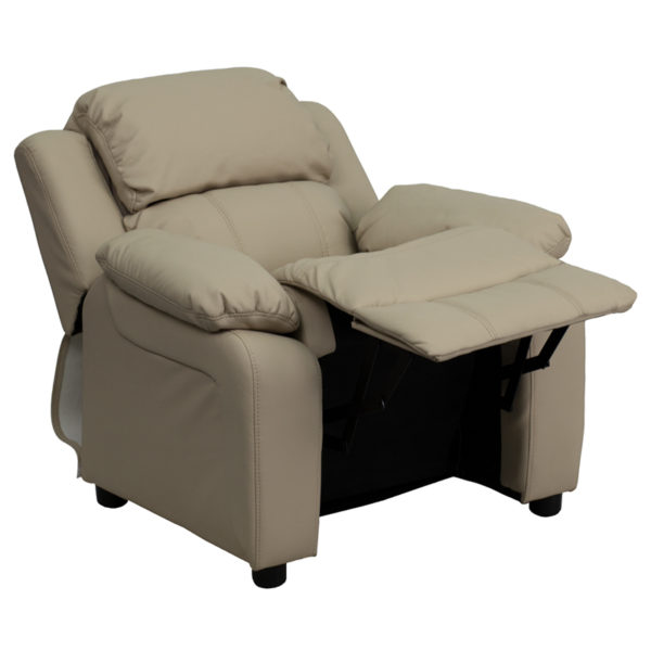 Nice Deluxe Padded Contemporary Vinyl Kids Recliner w/ Storage Arms Plush Padded Back and Arms kids furniture near  Lake Buena Vista at Capital Office Furniture