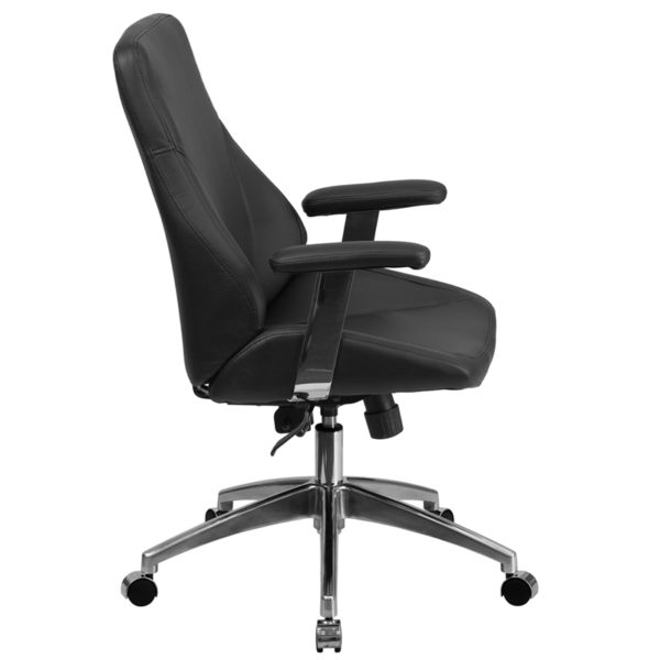 Nice Mid-Back LeatherSoft Smooth UpholsteExecutive Swivel Office Chair w/ Arms Built-In Lumbar Support office chairs near  Winter Garden at Capital Office Furniture