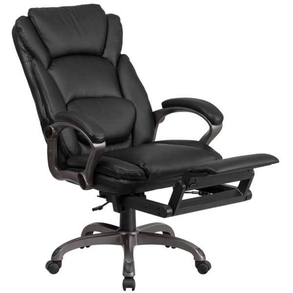 Nice High Back LeatherSoft Executive Reclining Ergonomic Swivel Office Chair w/ Outer Lumbar Cushion & Arms Reclining Back Lever office chairs in  Orlando at Capital Office Furniture