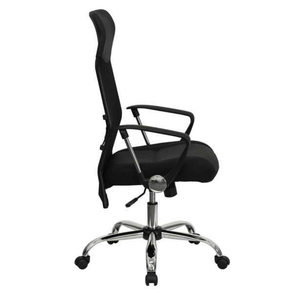 Nice High Back Leather & Mesh Swivel Task Office Chair w/ Arms Built-In Lumbar Support office chairs in  Orlando at Capital Office Furniture