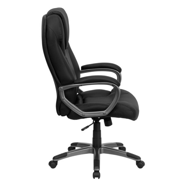 Nice High Back LeatherSoft Executive Swivel Office Chair w/ Titanium Nylon Base & Arms Built-In Lumbar Support office chairs near  Winter Springs at Capital Office Furniture
